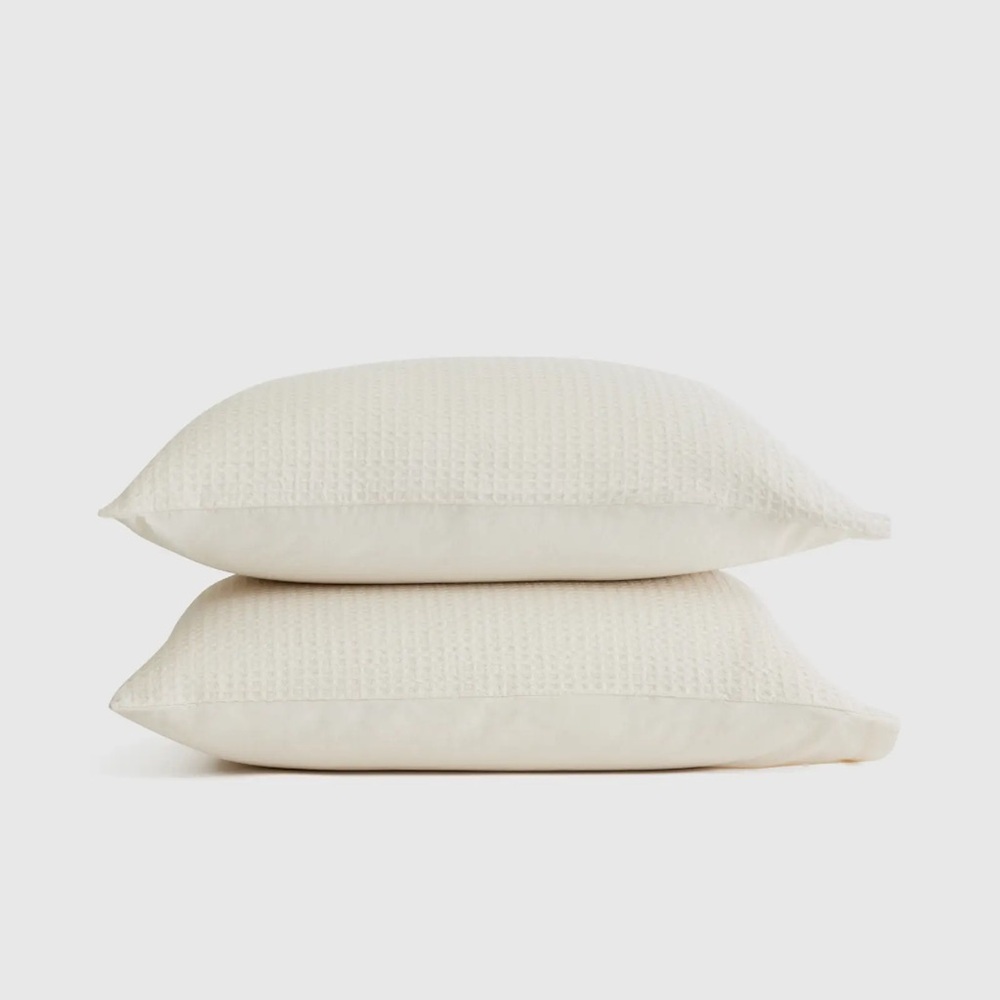 QUINCE Organic Luxe Honeycomb Sham Set King Undyed 6948